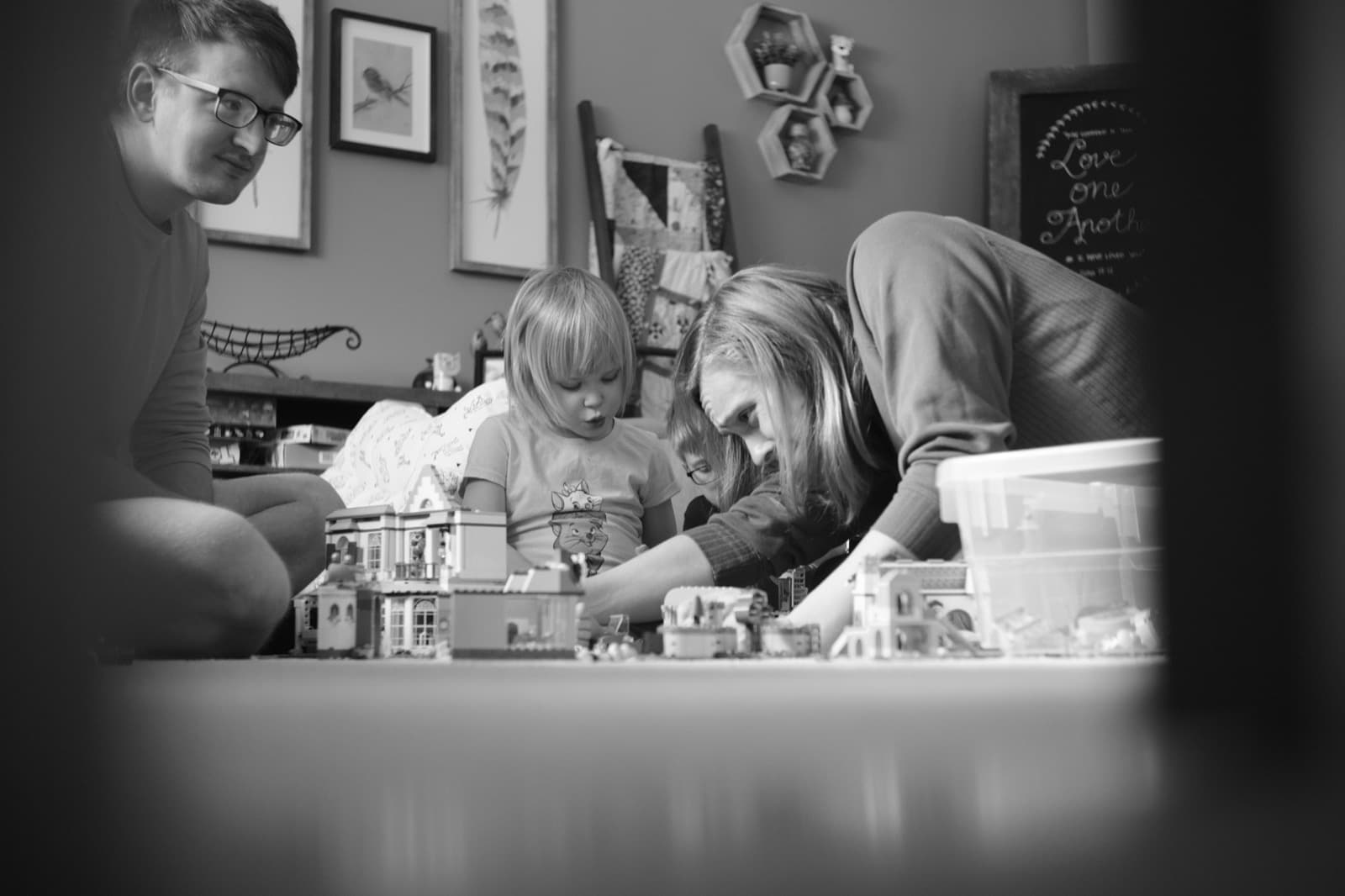 Playing with Legos with family in Minnesota